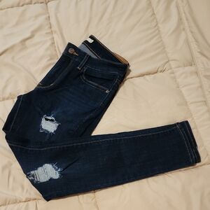 Women's Distressed Jeans - Dark Blue